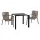 DINING SET 3PCS ALUMINUM TABLE 80X80 & COAL ARMCHAIRS FK11439