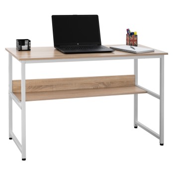 DESK PORTIS FK2131.01 MELAMINE IN SONAMA WITH WHITE MATTE METAL FRAME 120X50X75cm.