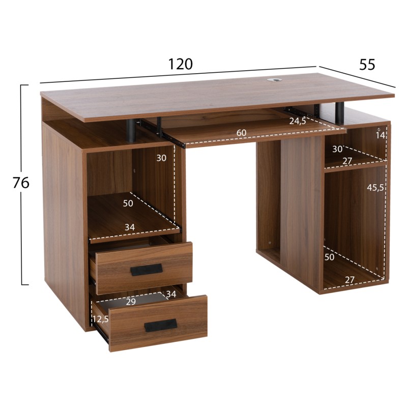 MELAMINE OFFICE DESK STATUS FK2026.03 WALNUT 120Χ55Χ76 cm. MELAMINE OFFICE DESK STATUS FK2026.03 WALNUT 120Χ55Χ76 cm.