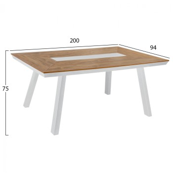 TABLE SET 7PCS WITH POLYWOOD TABLE 200X94 & WHITE ALUMINUM ARMCHAIRS FK11424 TABLE SET 7PCS WITH POLYWOOD TABLE 200X94 & WHITE ALUMINUM ARMCHAIRS FK11424