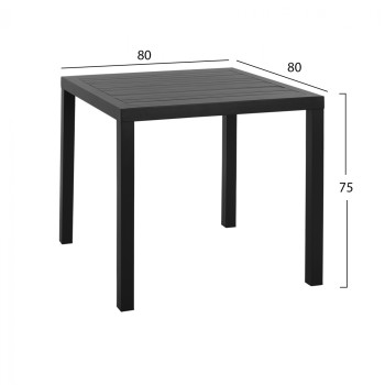 DINING SET 3PCS ALUMINUM TABLE 80X80 & COAL ARMCHAIRS FK11438