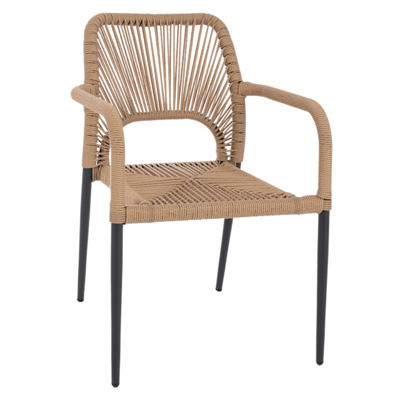 ALUMINUM ARMCHAIR NOJO FK5771.02 GREY WITH BEIGE P.E.TWIST RATTAN 55x63x82Hcm. ALUMINUM ARMCHAIR NOJO FK5771.02 GREY WITH BEIGE P.E.TWIST RATTAN 55x63x82Hcm.