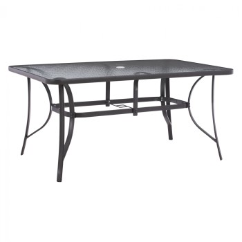 TABLE 150X90Χ75cm. METALLIC RECTANGULAR GRAY WITH UMBRELLA HOLE D38cm FK5145.11