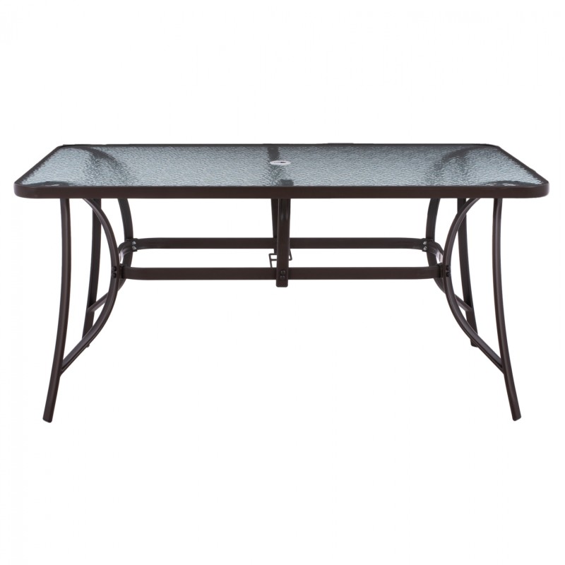 TABLE 150X90Χ75cm. METALLIC RECTANGULAR IN BROWN WITH UMBRELLA HOLE D38cm FK5145.12 TABLE 150X90Χ75cm. METALLIC RECTANGULAR IN BROWN WITH UMBRELLA HOLE D38cm FK5145.12