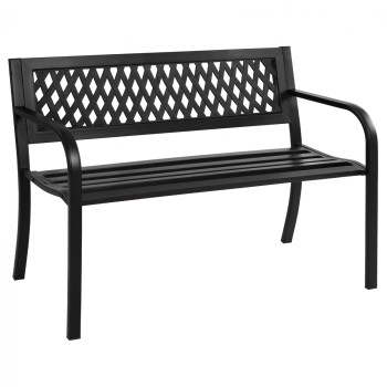 BENCH OCTAVIO FK5531 METAL FRAME-POLYPROPYLENE BACKREST IN BLACK COLOR 120x50x76Hcm.