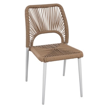 WHITE ALUMINUM CHAIR WITH PE ROPE BEIGE FK5770.01 45x63x82Y cm.