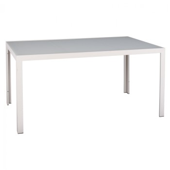 METALLIC TABLE ICE WHITE WITH GLASS FK5767.03 150X90Χ75cm.