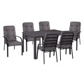 DINING SET 7 PCS GRAY TABLE 150X90 AND ARMCHAIR WITH GRAY PILLOW FK11521.01 DINING SET 7 PCS GRAY TABLE 150X90 AND ARMCHAIR WITH GRAY PILLOW FK11521.01