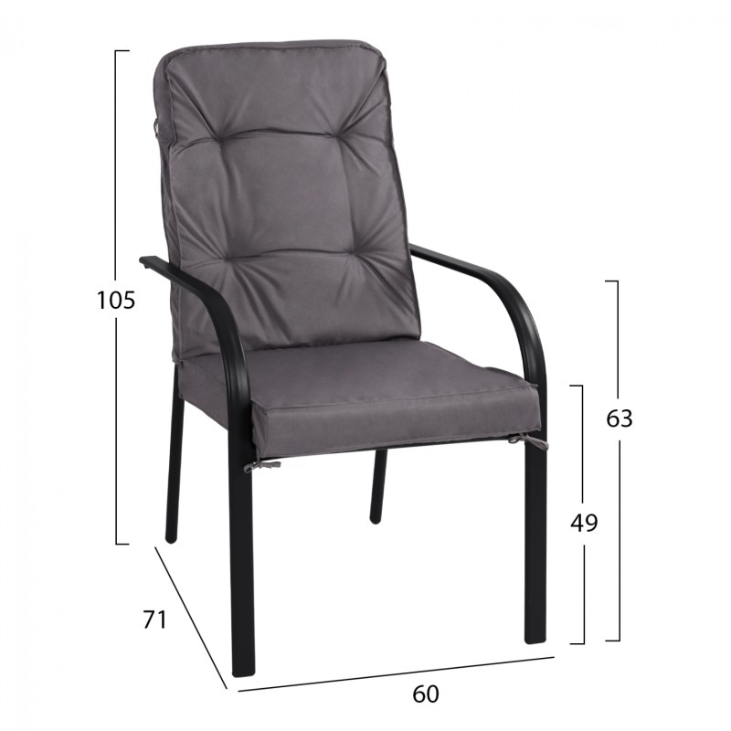 DINING SET 7 PCS GRAY TABLE 150X90 AND ARMCHAIR WITH GRAY PILLOW FK11521.01 DINING SET 7 PCS GRAY TABLE 150X90 AND ARMCHAIR WITH GRAY PILLOW FK11521.01