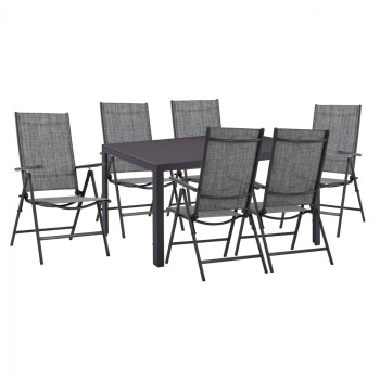 DINING SET 7 PCS GRAY TABLE 150X90 AND FOLDABLE ARMCHAIR FK11531.01