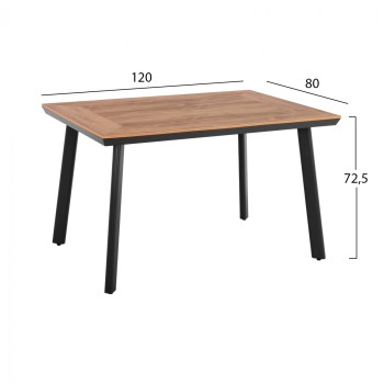 DINING SET 4 PCS CHARCOAL TABLE 120x80 AND CHAIR WITH ROPE FK11534.02
