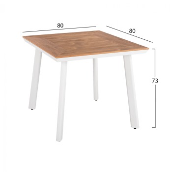 DINING SET 3PCS WHITE TABLE 80x80 AND CHAIR WITH ROPE FK11536.01