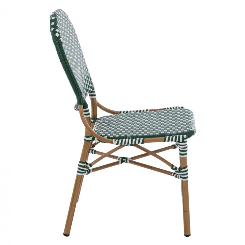 ALUMINUM CHAIR BAMBOO LOOK WITH WICKER GREEN WHITE FK5792.01 47x55x98 cm. ALUMINUM CHAIR BAMBOO LOOK WITH WICKER GREEN WHITE FK5792.01 47x55x98 cm.