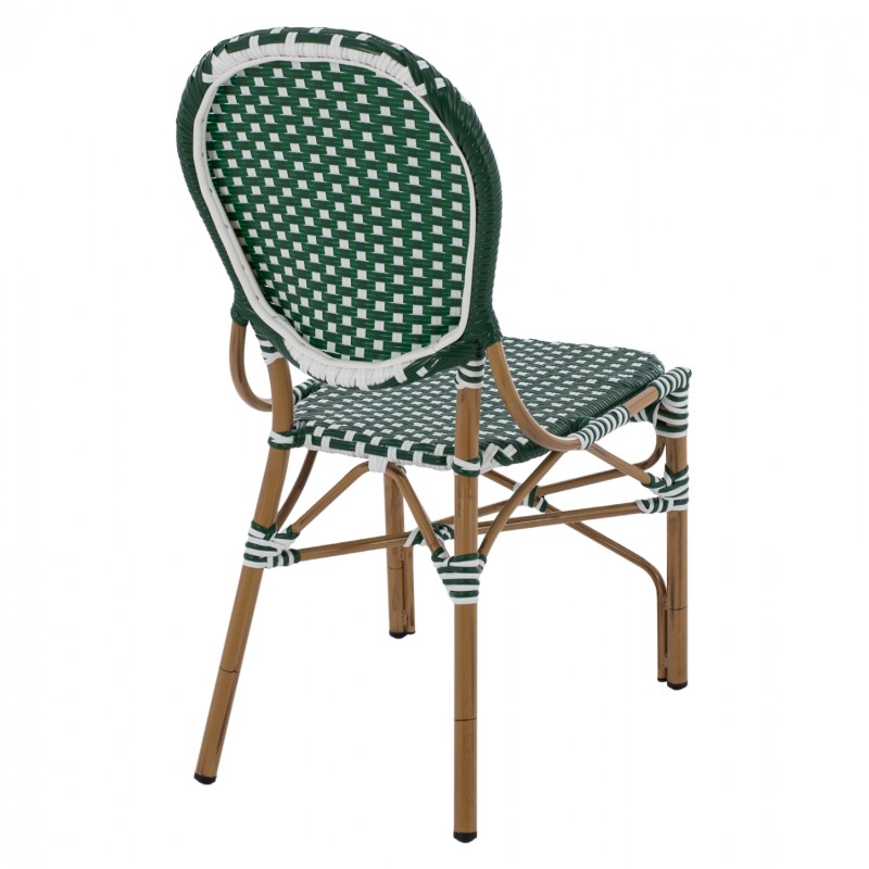 ALUMINUM CHAIR BAMBOO LOOK WITH WICKER GREEN WHITE FK5792.01 47x55x98 cm. ALUMINUM CHAIR BAMBOO LOOK WITH WICKER GREEN WHITE FK5792.01 47x55x98 cm.