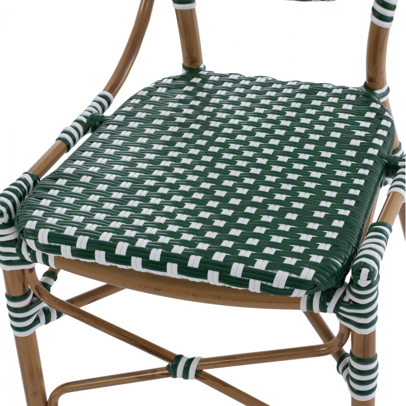 ALUMINUM CHAIR BAMBOO LOOK WITH WICKER GREEN WHITE FK5792.01 47x55x98 cm. ALUMINUM CHAIR BAMBOO LOOK WITH WICKER GREEN WHITE FK5792.01 47x55x98 cm.