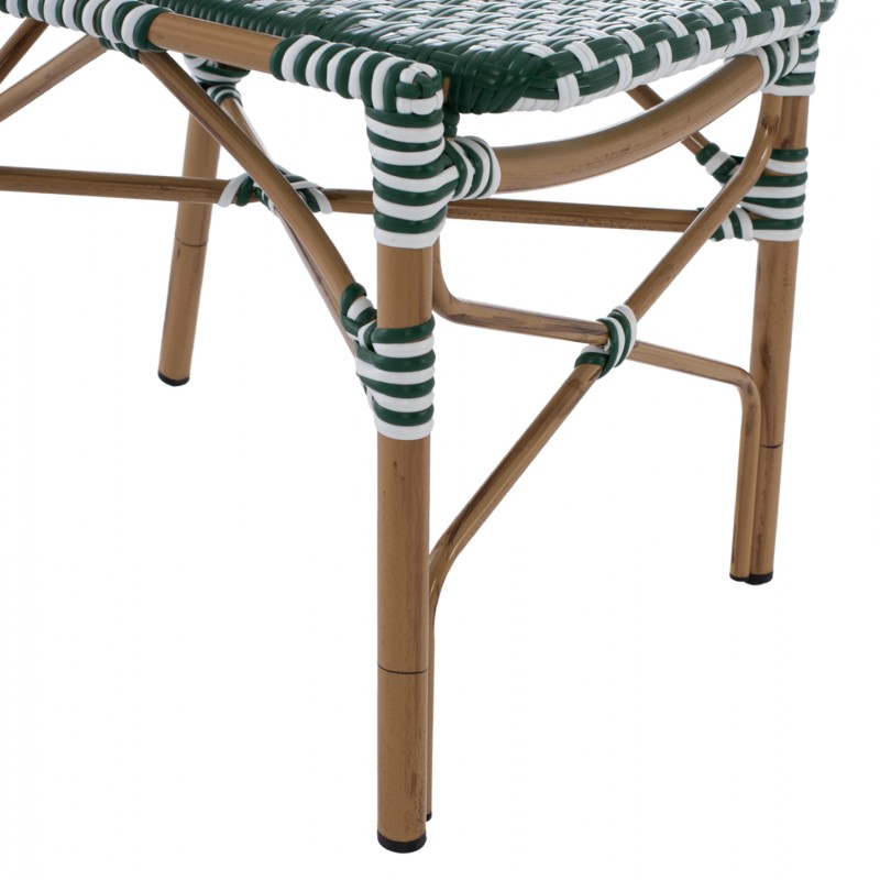 ALUMINUM CHAIR BAMBOO LOOK WITH WICKER GREEN WHITE FK5792.01 47x55x98 cm. ALUMINUM CHAIR BAMBOO LOOK WITH WICKER GREEN WHITE FK5792.01 47x55x98 cm.