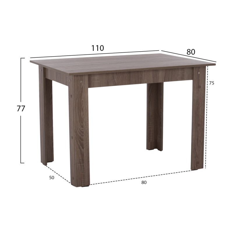 KITCHEN TABLE KELVIN FK2428.05, 110x80x77, ASH GREY