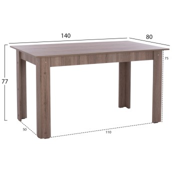 KITCHEN TABLE KELVIN FK2429.05, ASH GREY, 140x80x77 KITCHEN TABLE KELVIN FK2429.05, ASH GREY, 140x80x77