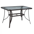 OUTDOOR TABLE BROWN METAL GLASS TOP WITH UMBRELLA HOLE 120Χ70Χ72Hcm.FK5021.12 OUTDOOR TABLE BROWN METAL GLASS TOP WITH UMBRELLA HOLE 120Χ70Χ72Hcm.FK5021.12