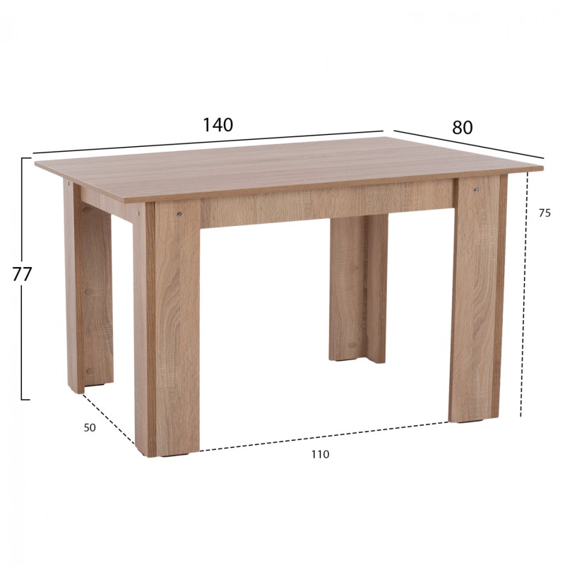 KITCHEN TABLE FK2429.01 KELVIN, SONOMA OAK, 140x80x77H