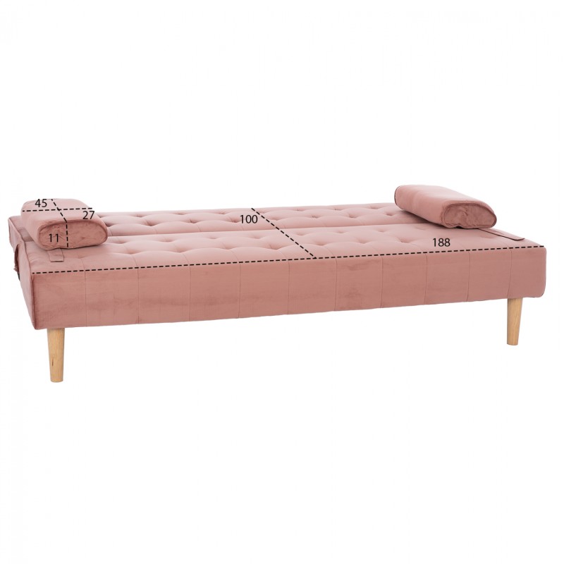 SOFA BED WANDA FK3149.12 WITH VELVET DUSTY PINK 188X83X83Y cm. SOFA BED WANDA FK3149.12 WITH VELVET DUSTY PINK 188X83X83Y cm.