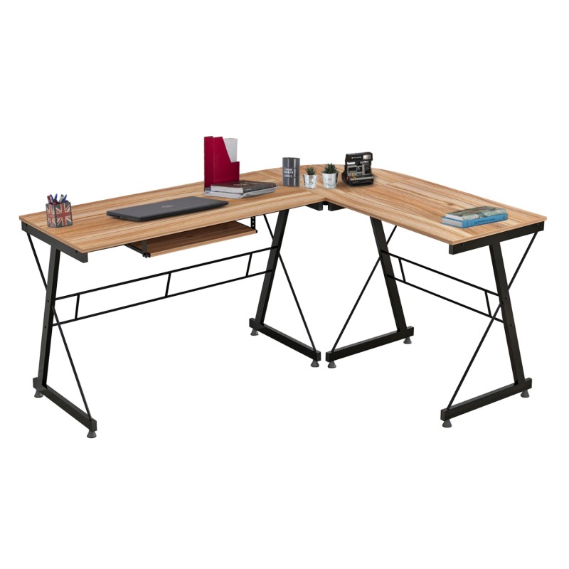 CORNER OFFICE WALNUT SURFACE WITH METAL FRAME FK2127.02 158Χ120Χ74cm. CORNER OFFICE WALNUT SURFACE WITH METAL FRAME FK2127.02 158Χ120Χ74cm.