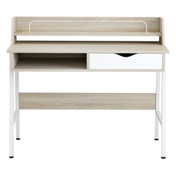 DESK OLIVIER FK2129.01 MELAMINE IN SONAMA AND WHITE-WHITE METAL FRAME 104Χ48Χ89Hcm. DESK OLIVIER FK2129.01 MELAMINE IN SONAMA AND WHITE-WHITE METAL FRAME 104Χ48Χ89Hcm.