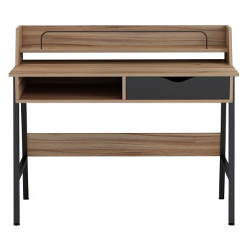 DESK OLIVIER FK2129.02 MELAMINE IN WALNUT AND BLACK-BLACK METAL FRAME 104Χ48Χ89Hcm. DESK OLIVIER FK2129.02 MELAMINE IN WALNUT AND BLACK-BLACK METAL FRAME 104Χ48Χ89Hcm.