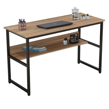 DESK PORTIS FK2131.02 MELAMINE IN WALNUT WITH BLACK METAL FRAME 120X50X75cm.