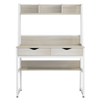 DESK WITH BOOKCASE TANAYA FK2390.13 MELAMINE IN SONAMA & METAL WHITE FRAME 100x48x139H cm. DESK WITH BOOKCASE TANAYA FK2390.13 MELAMINE IN SONAMA & METAL WHITE FRAME 100x48x139H cm.
