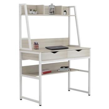 DESK WITH BOOKCASE TANAYA FK2390.13 MELAMINE IN SONAMA & METAL WHITE FRAME 100x48x139H cm.