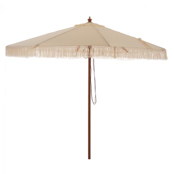 UMBRELLA WAGNER FK5776.01 BEIGE SHADE AND FRINGES-HARDWOOD BROWN POLE Φ3X2.50FK