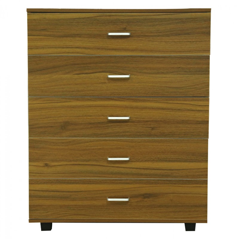 MELAMINE DRESSER THORG FK8995.02 WITH 5 WALNUT-COLORED DRAWERS 80Χ40Χ100H cm. MELAMINE DRESSER THORG FK8995.02 WITH 5 WALNUT-COLORED DRAWERS 80Χ40Χ100H cm.