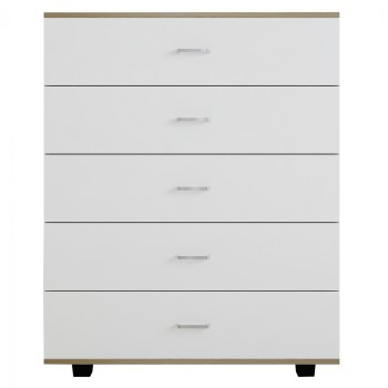 MELAMINE DRESSER THORG FK8995.04 WITH 5 DRAWERS SONAMA-WHITE 80Χ40Χ100H cm. MELAMINE DRESSER THORG FK8995.04 WITH 5 DRAWERS SONAMA-WHITE 80Χ40Χ100H cm.