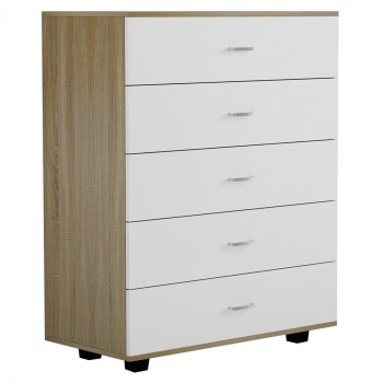 MELAMINE DRESSER THORG FK8995.04 WITH 5 DRAWERS SONAMA-WHITE 80Χ40Χ100H cm.