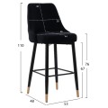 SERENITY BAR STOOL ΗΜ8519.04 BLACK VELVET WITH METAL FRAME 53x48x110 cm. SERENITY BAR STOOL ΗΜ8519.04 BLACK VELVET WITH METAL FRAME 53x48x110 cm.