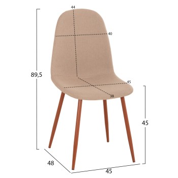 CHAIR FK00100.07 BEIGE FABRIC AND METAL LEGS 44x48x89Hcm. CHAIR FK00100.07 BEIGE FABRIC AND METAL LEGS 44x48x89Hcm.