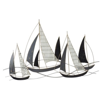 METAL WALL DECORATION FK7160 COAL WHITE GOLD 91x3x55Η cm.