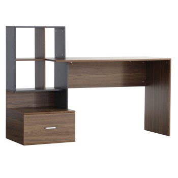 MELAMINE OFFICE WITH BOOKCASE SYNDYA FK8993.01 WALNUT -GRAY 149x48x105Hcm. MELAMINE OFFICE WITH BOOKCASE SYNDYA FK8993.01 WALNUT -GRAY 149x48x105Hcm.