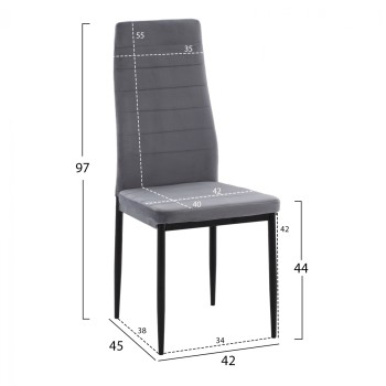 METAL CHAIR FK0037.31 GRAY VELVET WITH METAL FRAME K/D METAL CHAIR FK0037.31 GRAY VELVET WITH METAL FRAME K/D