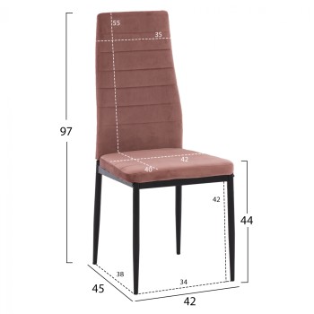 METAL CHAIR FK0037.32 DUSTY PINK VELVET WITH METAL FRAME K/D METAL CHAIR FK0037.32 DUSTY PINK VELVET WITH METAL FRAME K/D
