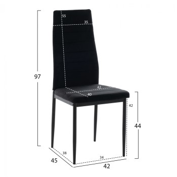 METAL CHAIR FK0037.34 BLACK VELVET WITH METAL FRAME K/D METAL CHAIR FK0037.34 BLACK VELVET WITH METAL FRAME K/D