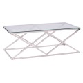 COFFEE TABLE HOLLAND FK8624.01 WITH GLASS AND CHROME BASE 120X60Χ45 EK. COFFEE TABLE HOLLAND FK8624.01 WITH GLASS AND CHROME BASE 120X60Χ45 EK.