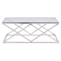 COFFEE TABLE HOLLAND FK8624.01 WITH GLASS AND CHROME BASE 120X60Χ45 EK. COFFEE TABLE HOLLAND FK8624.01 WITH GLASS AND CHROME BASE 120X60Χ45 EK.