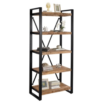 Bookcase TURNER FK8188.11 Metal and Solid Mango Wood 80x45x186