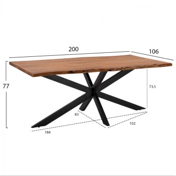 Dining Table 200x85-110x77 Montana Superior 3.5 thickness Solid Acacia  FK8716.11