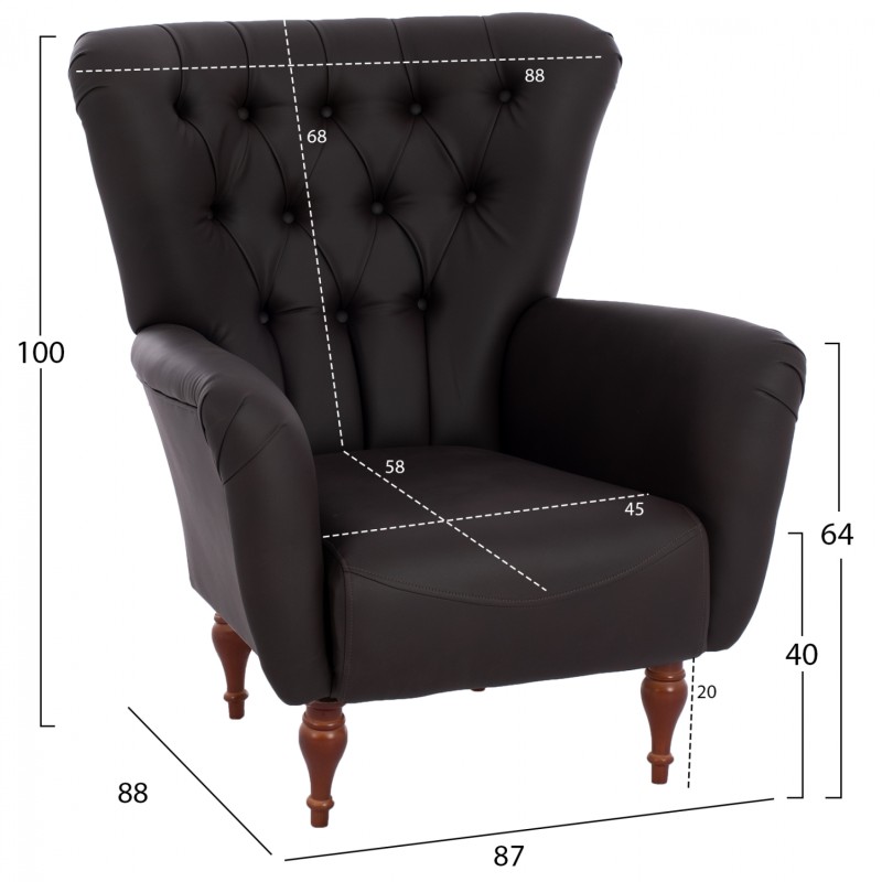 FK9217.03 bergere, chesterfield-style, brown PU, 87x88x100 FK9217.03 bergere, chesterfield-style, brown PU, 87x88x100
