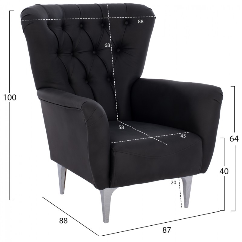 FK9217.01 bergere, black, Chesterfield-style, 87x88x100 FK9217.01 bergere, black, Chesterfield-style, 87x88x100
