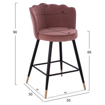 MEDIUM HEIGHT STOOL FK8736.02 VELVET DUSTY PINK METAL FRAME 50x50x90 cm. MEDIUM HEIGHT STOOL FK8736.02 VELVET DUSTY PINK METAL FRAME 50x50x90 cm.