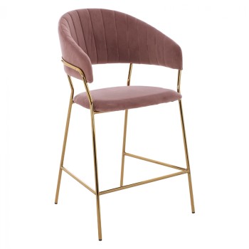 MEDIUM HEIGHT STOOL FK8734.02 VELVET DUSTY PINK GOLDEN FRAME 60x55x100Y cm.